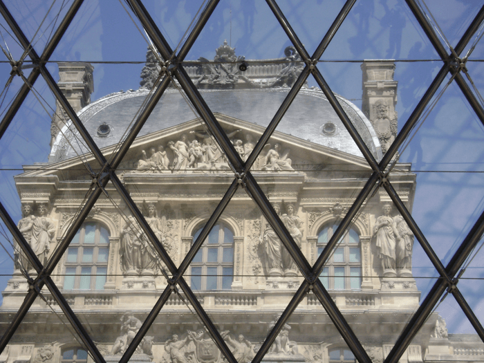 The Louvre, on the inside looking out